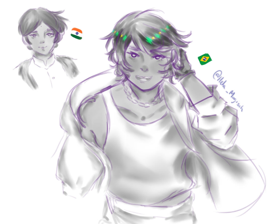 Brazil &amp; India Sketch (Hetalia)